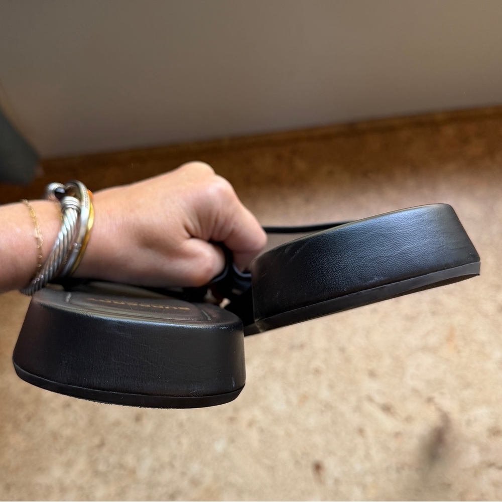 Burberry ‘Buckingham’ Mesh & Leather Logo Slides - Picture 12 of 14